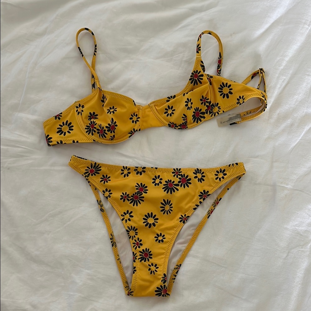 SOLID & STRIPED Yellow Floral Bikini